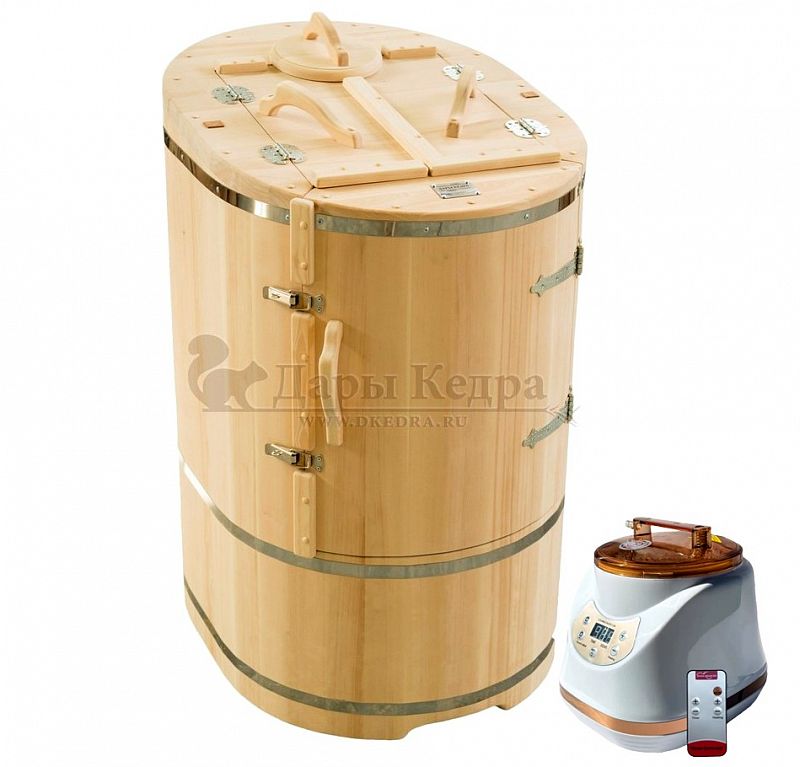Готовый комплект «Удобный+»: кедровая бочка с парогенератором + био-защита изнутри и снаружи